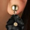 Flower Earrings In Gold And Black