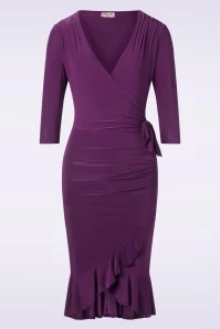 Penelope Pencil Dress In Plum Purple