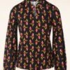 Blutsgeschwister Oh My Knot Top In Flower Of Dreams -King Louie Shop 244271 Blutsgeschwister 47538 Blouse Black Flower Knot 230731 002W category