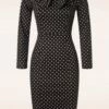 TopVintage Exclusive ~ Penny Polkadot Pencil Dress In Black And White -King Louie Shop 244324 Hearts and Roses 48177 Pencil Dress Black Polka Dots 230802 501W category