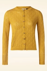 Hearts Charm Cardigan In Mustard