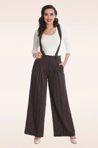 Pin Stripe Goals Trousers In Brown