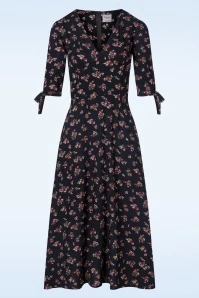 Flirty Floral Dress In Dark Navy