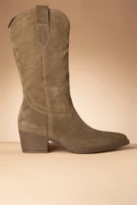 Tamaris Leather Western Boots In Brown