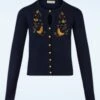 Heritage Scandi Birdi Cardigan In Navy -King Louie Shop 244500 Banned 47328 Jumper Blue Birds Keyhole 230804 002W category
