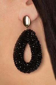 Beads Droplets Earrings In Black