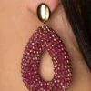 Beads Drop Earrings In Fuchsia