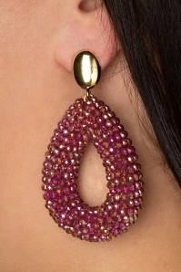 Beads Drop Earrings In Fuchsia
