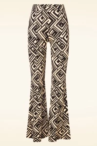 Fay Geometric Flare Pants In Black And Beige