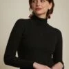 King Louie Club Rib Rollneck Top In Black -King Louie Shop 244712 King Louie 46865 Top Rib Rollneck Cottonclub Black 020LW category