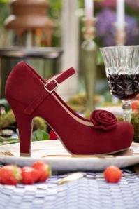 Angie Sugarcoated Suede Pumps In Jester Red