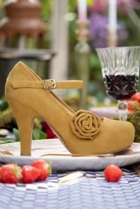 Angie Sugarcoated Suede Pumps In Mustard Yellow