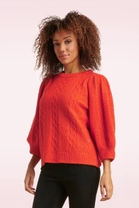 Serena Knitted Top In Orange