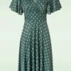 Sadie Polkadot Swing Dress In Stone Green -King Louie Shop 245044 Vintage Chic 48303 Dress Green Stone Polka Dot 08092023 404W category