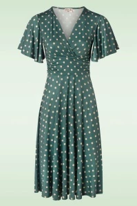 Sadie Polkadot Swing Dress In Stone Green 3 Sadie Polkadot Swing Dress In Stone Green