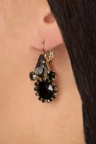 Temple Stone Earrings In Black And Grey