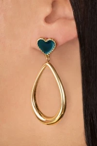 Vintage Heart Earrings In Blue
