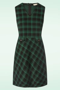Pina Calling Pinafore Dress In Tartan Green