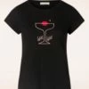 Champagne O'clock T-Shirt In Black -King Louie Shop 245170 Mademoiselle Yeye 47086 Shirt Champagne Oclock Gots Black 230503 404W category