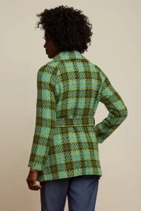 King Louie Maura Muller Check Short Coat In Olive Green 4 King Louie Maura Muller Check Short Coat In Olive Green - Image 2