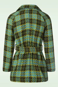 King Louie Maura Muller Check Short Coat In Olive Green 6 King Louie Maura Muller Check Short Coat In Olive Green - Image 4