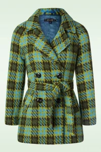 King Louie Maura Muller Check Short Coat In Olive Green 5 King Louie Maura Muller Check Short Coat In Olive Green - Image 3