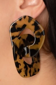 Statement Tort Chunky Chain Earrings In Brown