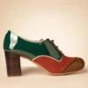Engrasado Shoe Booties In Green And Burnt Orange 2 Engrasado Shoe Booties In Green And Burnt Orange -King Louie Shop 245600 Nemonic 48079 Pump Salvaje Green Mustard 230728 501W category