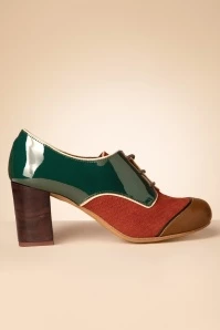 Engrasado Shoe Booties In Green And Burnt Orange