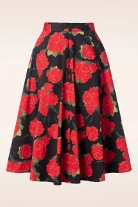 Topvintage Exclusive ~ Adriana Roses Swing Skirt In Black And Red 5 Topvintage Exclusive ~ Adriana Roses Swing Skirt In Black And Red - Image 3