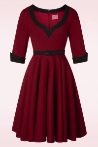 50s Vivienne Swing Dress In Burgundy Red 7 50s Vivienne Swing Dress In Burgundy Red - Image 5
