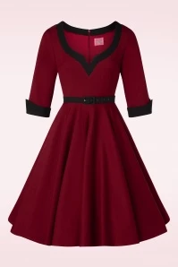 50s Vivienne Swing Dress In Burgundy Red 4 50s Vivienne Swing Dress In Burgundy Red - Image 2