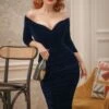 Marilyn Pencil Dress In Navy -King Louie Shop 245736 Glamour Bunny 47729 Pencil Dress Blue Velvet 221202 507W category