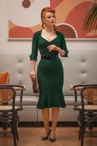 Marlene Pencil Dress In Dark Green