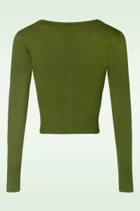 Vixen 50s Ginny Woodland Cardigan In Olive 5 Vixen 50s Ginny Woodland Cardigan In Olive - Image 3