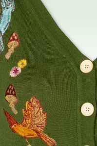 Vixen 50s Ginny Woodland Cardigan In Olive 6 Vixen 50s Ginny Woodland Cardigan In Olive - Image 4