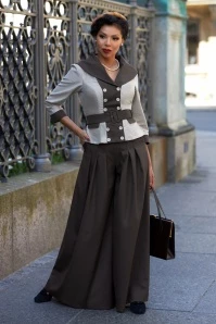 Gailia Dora Polkadot Palazzo Pants In Brown