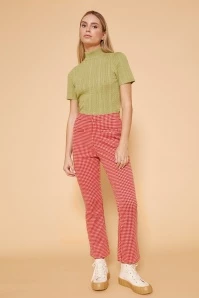 Margot Knitted Trousers In Harlequin Red
