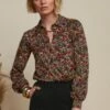 King Louie Maisie Meadow Blouse In Black -King Louie Shop 245982 King Louie 46997 Blouse Maisie Meadow Black Flowers 020LW category