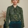 King Louie Amalia Glam Top In Dragonfly Green -King Louie Shop 246003 King Louie 46991 Blouse Top Amalia Glam Dragonfly Green 020L category