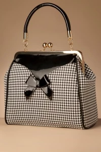 50s Marilyn Houndstooth Handbag In Black