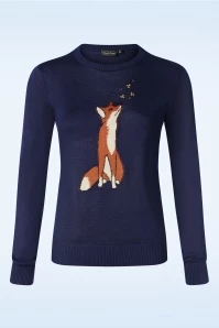 Vixen Fox Watching Firefly Sweater In Navy