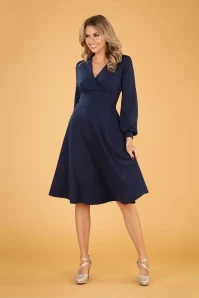 50s Helaine Swing Dress In Navy