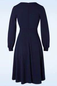 50s Helaine Swing Dress In Navy 5 50s Helaine Swing Dress In Navy - Image 3