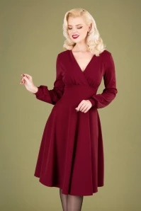 50s Helaine Swing Dress In Wine Red