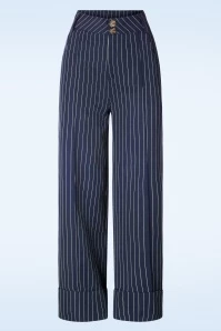Vixen Page Pinstripe Trouser In Navy