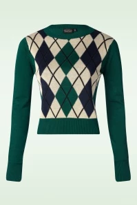 Vixen Argyl Sweater In Multi