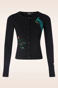 Vixen Peacock Floral Embroidered Cardigan In Black 3 Vixen Peacock Floral Embroidered Cardigan In Black