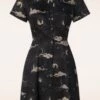 Vixen Moon Phases Cat Dress In Black -King Louie Shop 246213 Vixen 47916 Dress Moon Phases Cat Flare Black 230607 00405W category