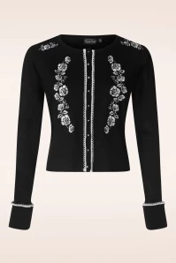 Vixen Floral Embroidered Cardigan In Black